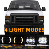Faros LED 5x7'' 7x6'' Para Ford E-150 Club Wagon E-250 E-350 Econoline F-250 F-350 F-450 Super Duty H6054 H5054 Faro Frontal De Coche Con Luz Alta/baja Y Señales De Giro DRL Material De Aleación De Aluminio Voltaje 12V - details 4