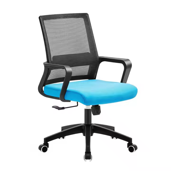 ORION91 Silla ESENTIAL de Oficina con Ruedas – Color Negro 🖤, Respaldo Ergonómico Transpirable Malla negra y Asiento azul claro 56,5x89cm Oficina Teletrabajo - SpazioLuzio - 1