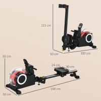 SPORTNOW Máquina de Remo con 6 Niveles de Resistencia al Agua Máquina de Remo para Casa Plegable con Pantalla LCD Ruedas Máquina de Remar para Entrenaminto en Gimnasio Negro - details 2