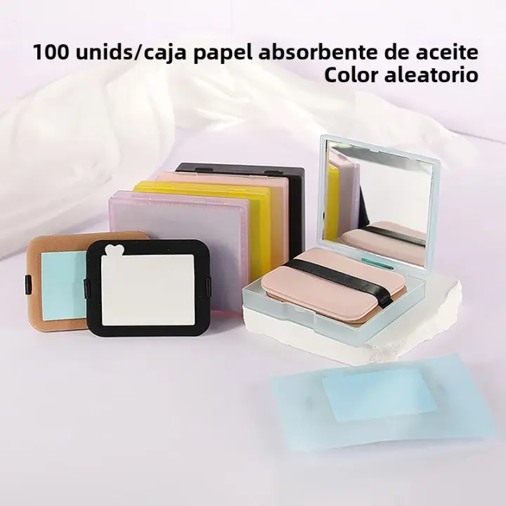 Papel Absorbente De Aceite Facial 100 Hojas Portátil Con Espejo Para Belleza Y Cuidado De La Piel De Mujer Case De Papel Que Absorbe Grasa Facial - 1
