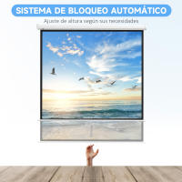 HOMCOM Pantalla de Proyector Manual 99 Pulgadas Pantalla de Proyección Portátil Formato 1:1 para Interior y Exterior Cine en Casa Patio 178x178 cm Blanco - details 0