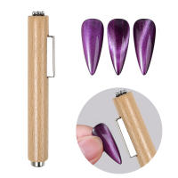 Herramienta De Arte De Uñas 3 En 1 Multifuncional Con Ojo De Gatito Fuerte Mango De Madera Cilíndrico UV Gel Doble Cabeza Magnética - details 8