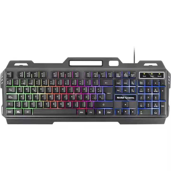 Mars Gaming MK120ES, Teclado Gaming FRGB, Aluminio, Antighosting, Soporte Smartphone, Gris y Negro, Idioma Español - 1