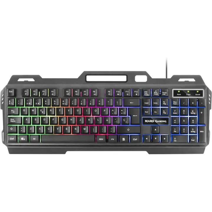 Mars Gaming MK120ES, Teclado Gaming FRGB, Aluminio, Antighosting, Soporte Smartphone, Gris y Negro, Idioma Español - 1