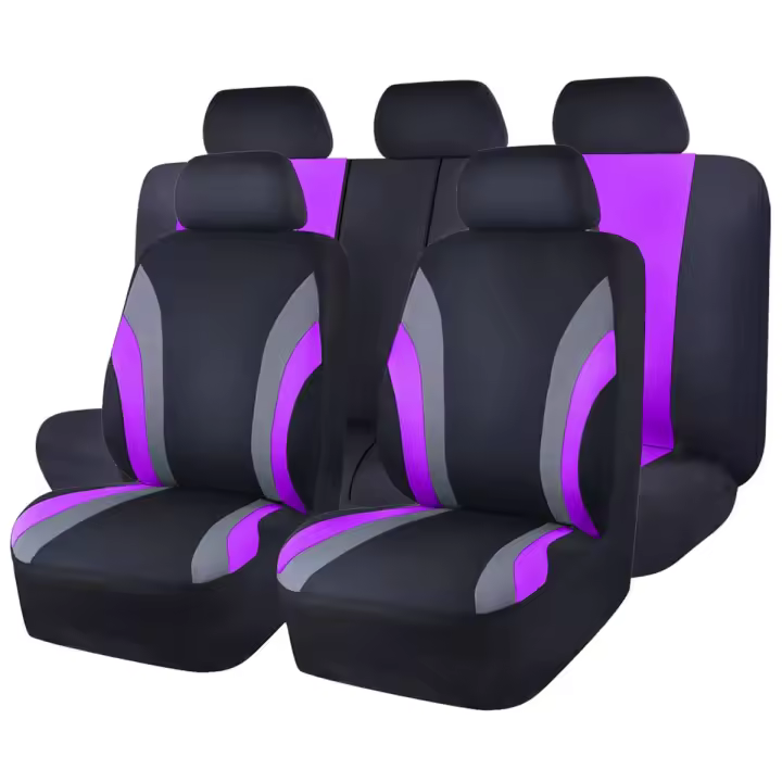 ZVD Juego completo de fundas de asiento de coche de tela de poliéster, estilo deportivo, Protector de asiento de coche Universal, se adapta a la mayoría de los coches SUV - 1
