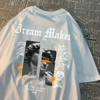 Camiseta De Algodón Para Hombre Dream Maker Brave Patrón De Escultura Vintage Cómoda Casual Para Pareja Camiseta Suelta Cuello Redondo - details 25