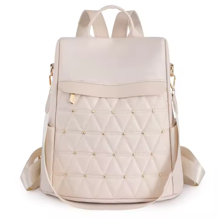 Mochila de nailon con remaches para mujer, mochila antirrobo de gran capacidad para niña, mochila de ocio multifuncional, - 1