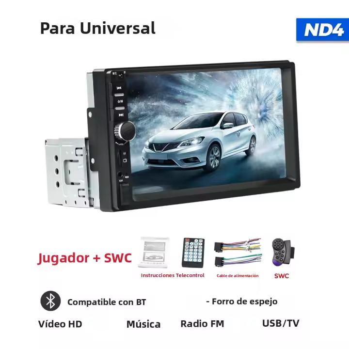 Reproductor Multimedia HD Para Coche 1Din CarPlay Android Auto Universal MP5 Soporta Controles Del Volante Y Cámara Trasera - 1