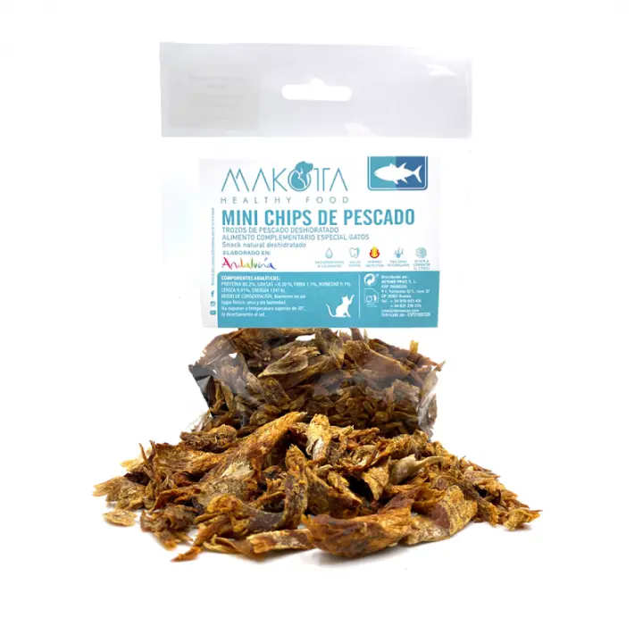 MAKOTTA Mini chips de pescado deshidratado - Pack de 3 bolsas - Chuches para gatos y perros - Snacks para gatos y perros 100% saludables. - 1