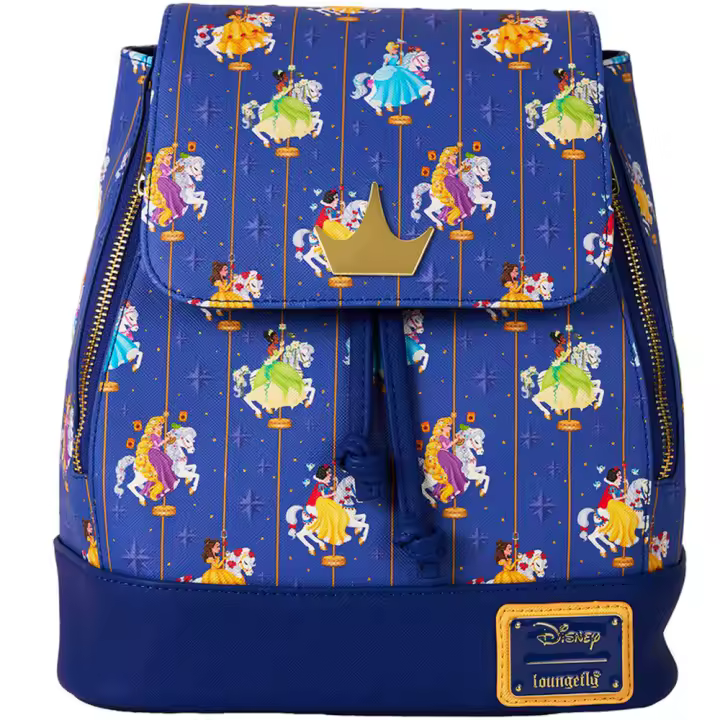 LOUNGEFLY Mochila Princesas Disney carousel carrusel Princess  Blancanieves Rapunzel Cenicienta Tiana mujer - 1