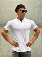 Camiseta Hombre Verano 2023 Cuello V Manga Corta Algodón Fitness Ropa Deportiva Casual Slim Fit Teeshirt Transpirable Secado Rápido - details 11