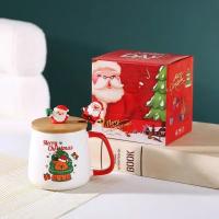 Caja De Regalo De Taza De Cerámica Con Tapa Y Cucharita Para Café Navidad Taza Ecológica Con Accesorios Para Bebidas - details 6