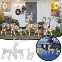 3pcs Decoración De Jardín De Hierro Con LED De Ciervo Y Alce Para Navidad Brillo De Reindeer Adorno Exterior De Casa De Año Nuevo - details 0