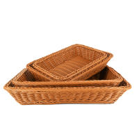 Cesta De Almacenamiento De Rattan Tejida a Mano Rectangular Tenedor De Paja Para Picnic Cesta De Pan Comida Fruta Pasteles Plato Caja De Sundries Organizador De Cocina - details 1