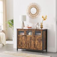 Aparador con puertas de cristal estilo industrial, para comedor, salón, cocina, marrón rústico o marrón turquesa - details 10