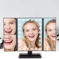 Espejo De Maquillaje Plegable LED Con Iluminación Naturaleza Día Tríptico 1x/2x/3x Magnificación Blanco Para Vestíbulo Y Baño - details 1