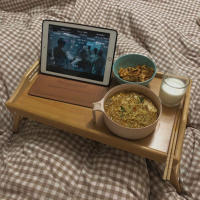 Mesa De Computadora Plegable Con Ventana Tatami Mesa De Desayuno Para Laptop Mesa De Dormitorio Con Almacenamiento Material De Bambú Tamaño 50x24cm - details 15