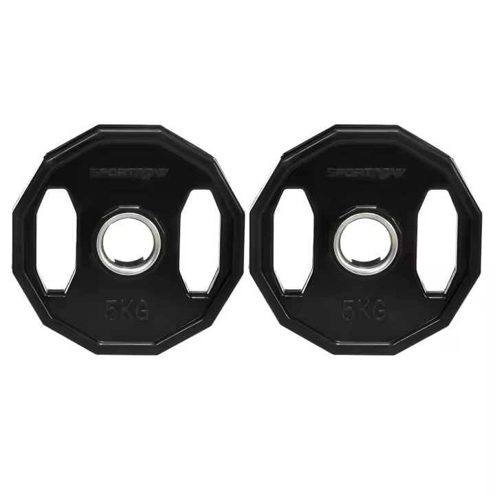 SPORTNOW Juego de 2 Discos de Pesas Olímpicas 5 kg/10 kg Hierro Fundido Placas de Pesas con Orificio de 5 cm para Entrenamiento Fitness en Gimnasio Casa Negro - 1