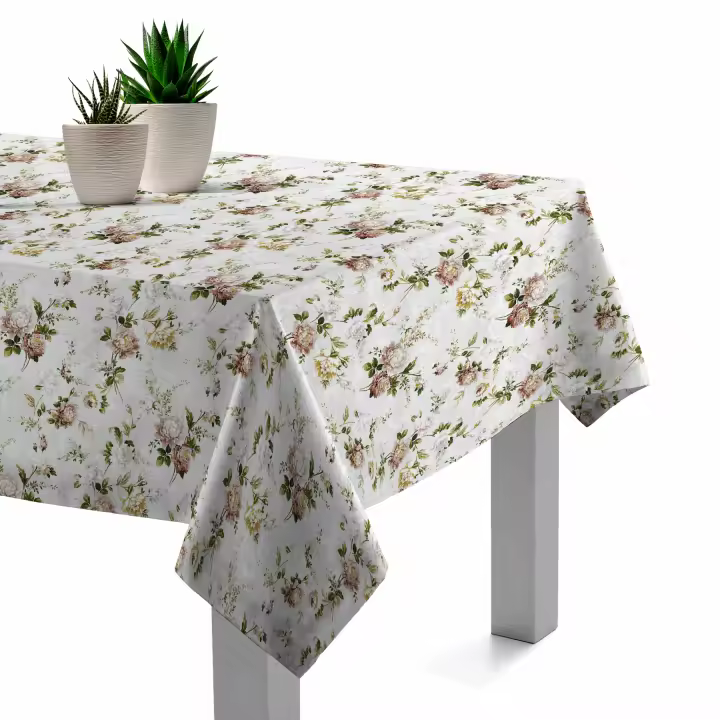 Mantel Resinado Antimanchas Florist Marrón 140x140, 140x200, 140x250, Impermeable, Fácil de limpiar, Comedor, Cocina PADUANA - 1