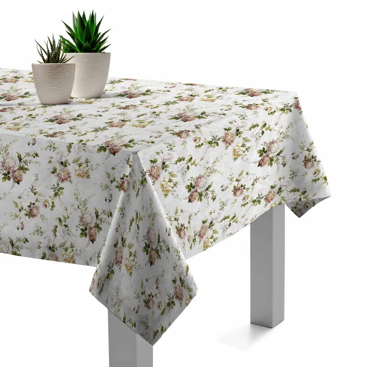 Mantel Resinado Antimanchas Florist Marrón 140x140, 140x200, 140x250, Impermeable, Fácil de limpiar, Comedor, Cocina PADUANA - 1