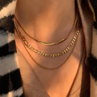 Collar De Acero Inoxidable 316L Color Oro Para Mujer Cadena Tríptica 2022 Tendencia De Calle Punk Joyería Resistente Al Rust Never out of Style - details 0