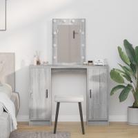 Mesa de tocador vidaXL con luces LED gris Sonoma 102x33x135 cm - details 0