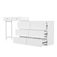 (Sin Silla ni Espejo), incl. Aparador Extraible, Práctico Armario 180*40*85cm, 3 NIVeles, 6 CAJones, Toque, Blanco - details 4