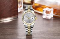 Reloj De Lujo Para Hombre CHRONOS Con Diamantes Resistentes Al Agua De Acero Inoxidable Calendario Bicolor Moda Y Casual - details 3