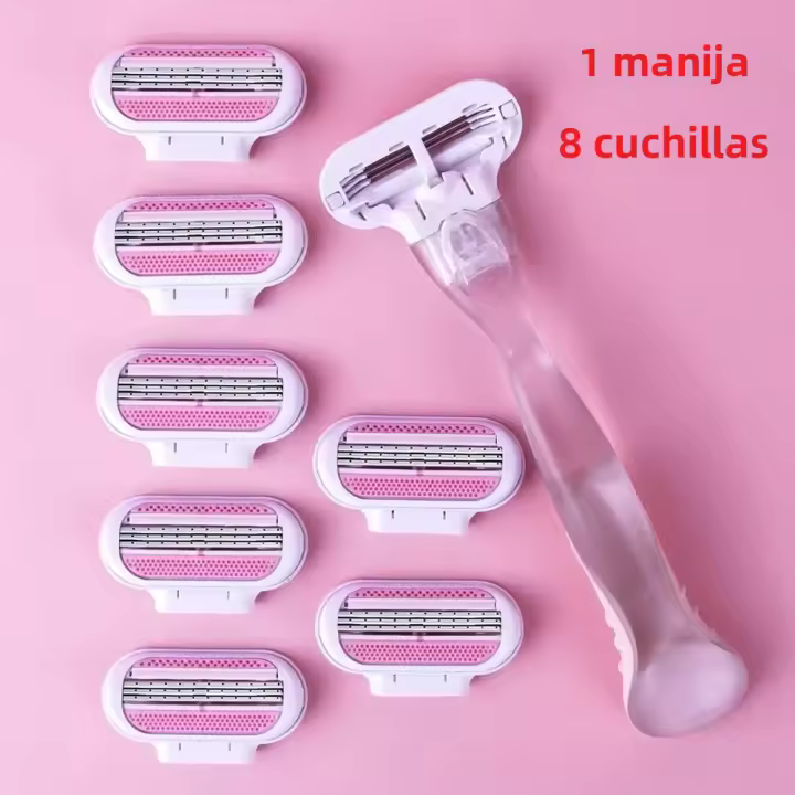 Cuchilla De Afeitar Para Mujer Con 1 Manija Y 4/8 Hojas Cuchillas De Seguridad Para Eliminar Pelo En Rostro Piernas Axilas Y Bikini Compatible Con Venus - 1