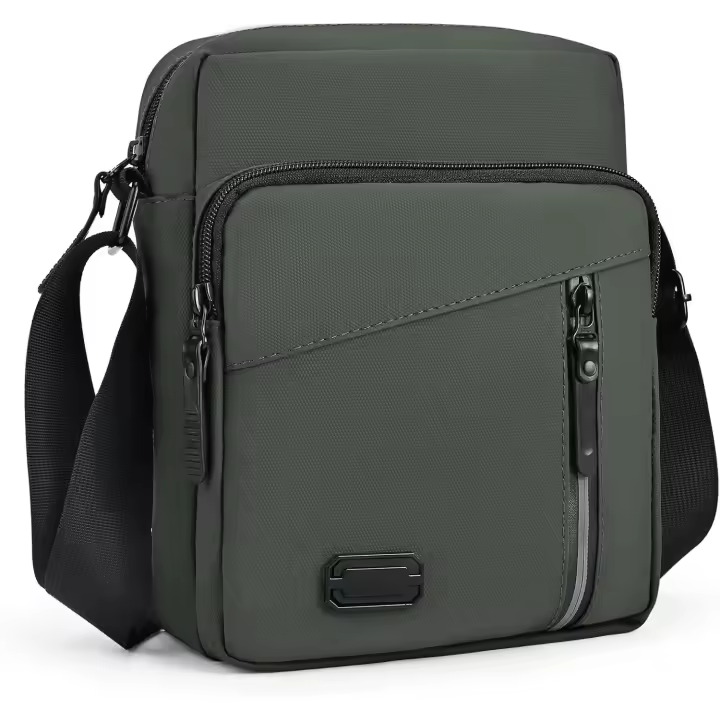 Bolso bandolera para hombre con Correa ajustable, Impermeable, Con múltiples bolsos, Verde - 1