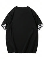 Camiseta De Verano Para Hombre Estilo Clásico Sencillo Y Casual Con Rayas De Colorido Corta Manga O-Neck Poliéster - details 2