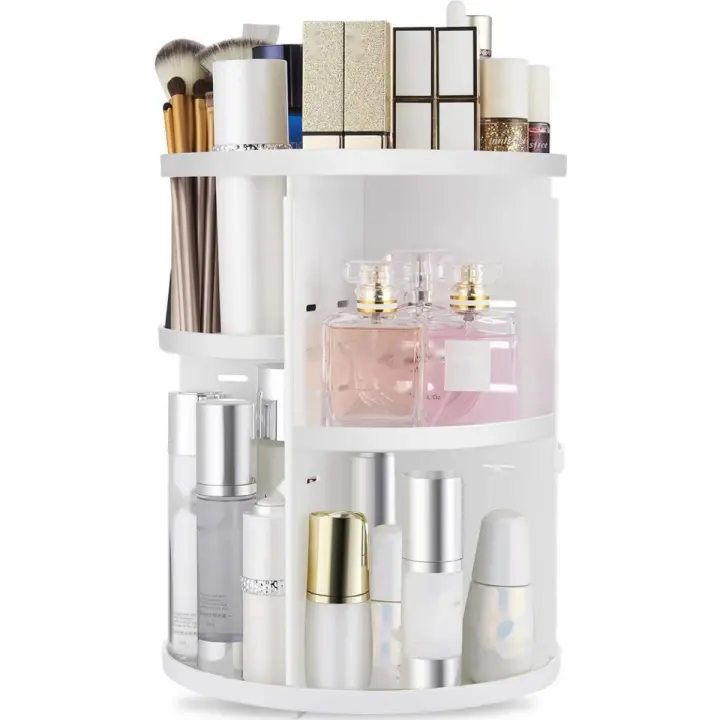 Organizador De Maquillaje 360 Grados Giratorio En Transparencia Para El Baño Y La Encimera Estantería De Carrousel Para Cosméticos - 1