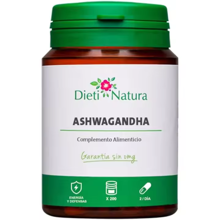 Dieti Natura 200 Cápsulas de Ashwagandha - Vitalidad y Protección de las Defensas - 1