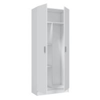 Meimon Armario escobero MULTIUSOS 2 puertas en color blanco, con estantes regulables, bisagras y soportes metálicos, tiradores ABS gris aluminio, estructura en melamina TIPO E1, medidas 180x73x37 cm, capacidad 45 kg - details 1