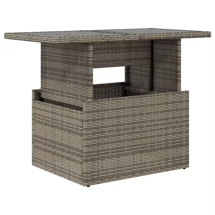 Mesa de Jardín superficie De Vidrio Ratán PE gris 100x55x73 cm - 1