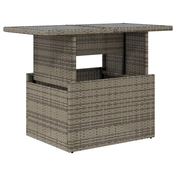 Mesa de Jardín superficie De Vidrio Ratán PE gris 100x55x73 cm - 1