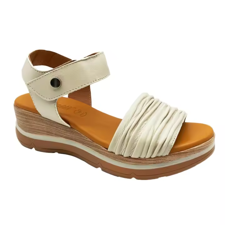 Paula Urban - Sandalias Velcro Mujer - Piel Pala Arrugada - Cuña - Sergiotti - 1