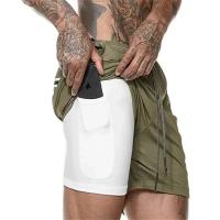 Shorts De Gimnasio Para Hombre Con Bolsillos Y Cremallera 2 En 1 Secado Rápido Fitness Bodybuilding Deportiva Ropa De Playa - details 4
