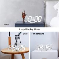 Reloj despertador digital LED 3D, Reloj de Mesa Pequeño, sin Sonido, función de Repetición, Brillo, regulable, Hora, 12/24 horas, fecha, temperatura, control remoto, Luz Nocturna, 24,7 cm - details 1