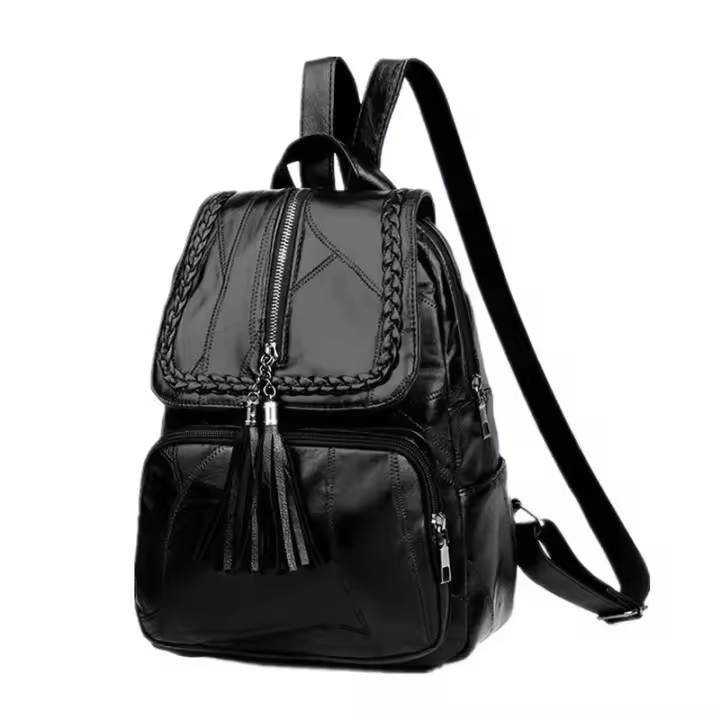 Mochila De Mujer De Cuero De Alta Calidad Diseñadora Bolso De Moda Para Escuela Y Viajes Gran Capacidad Multifuncional Con Cierre De Cremallera - 1
