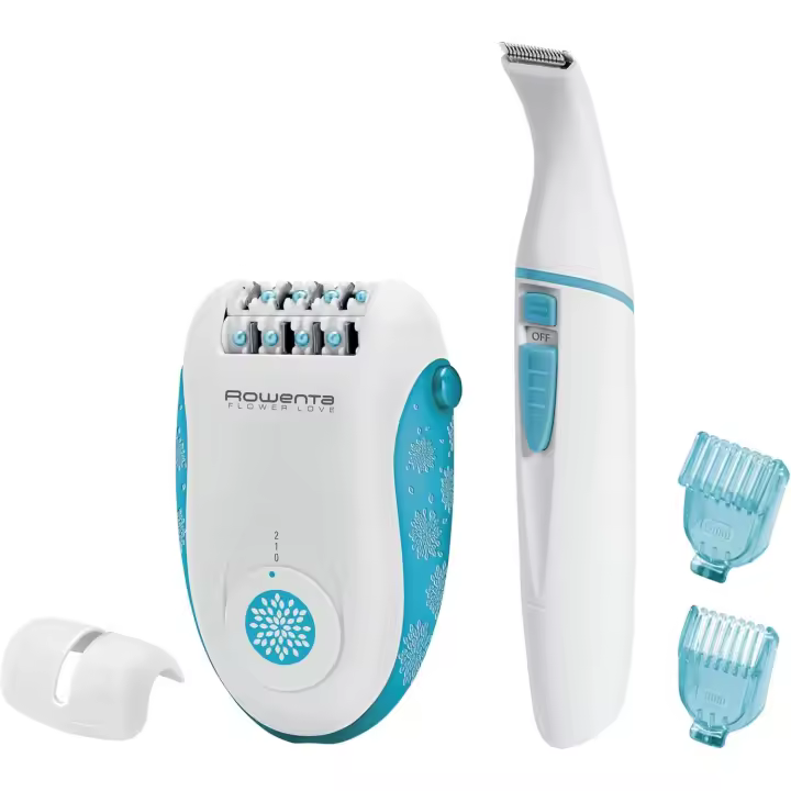 Rowenta Depiladora Flower Love EP2851F0 Kit 3 en 1-2 velocidades, 24 pinzas, Accesorio para depilación zona bikini con 2 peines - 1