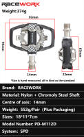 RACEWORK Plataforma De Pedal Para Bicicleta MTB Cerradura Doble Lado Sistema SPD Shimano Cuerpo De Nylon Y Acero Mólish Cromo - details 1