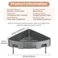 Estante De Baño Montado En La Pared No-perforado Triangular Para Esquina Organizador De Ducha Almacenamiento Rack Soporte Para Shampoo Accesorios De Baño - details 4