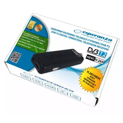 Receptor de TDT HD ESPERANZA HD con salida HDMI DVB-T2 EV109R Negro