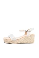 Lyla Wang sandalias doradas con cuña de esparto diseño trenzado y elegante cierre perfectas para el verano - details 24