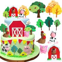 30 PCS Decoraciones De Tarta De Animal De Granja Para Cumpleaños Baby Shower Fiesta Temática De Granja Resina Cartoon Animal - details 5