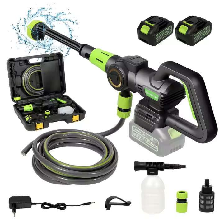 1200W Conveniente pistola de limpieza eléctrica de alta presión Motor sin escobillas de 120Bar Batería de 30000mAh Boquilla 6 en 1 Adecuada para limpiar coches Piscinas vallas y otros escenarios múltiples Pistola de limpieza eléctrica multifuncional - 1