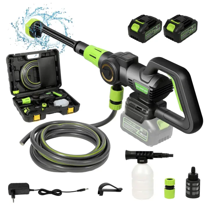 1200W Conveniente pistola de limpieza eléctrica de alta presión Motor sin escobillas de 120Bar Batería de 30000mAh Boquilla 6 en 1 Adecuada para limpiar coches Piscinas vallas y otros escenarios múltiples Pistola de limpieza eléctrica multifuncional - 1