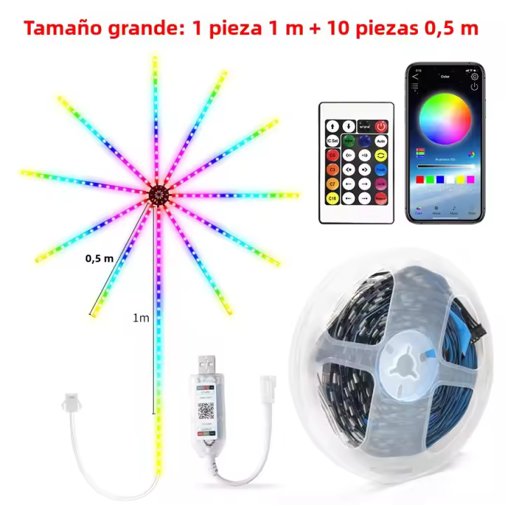 Luces De Fuego LED RGB Con Control Bluetooth APP USB Para Decoración De Bodas Y Fiestas Luz De Color Sueño Música Para Decoración De Dormitorio - 1