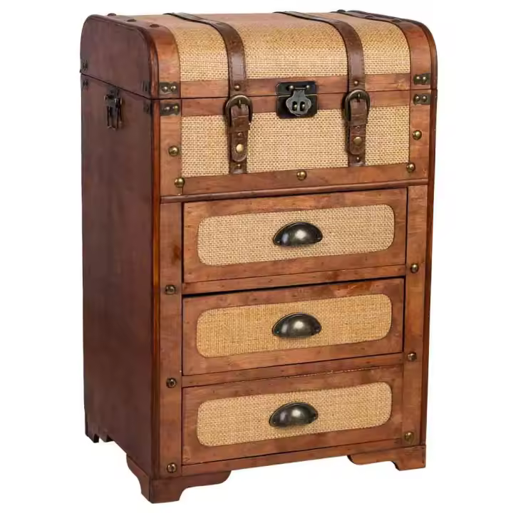 Baúl de madera marrón 46x35x71 - 1